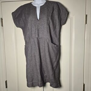 Uncle Frank Dress Cotton Linen Blend Size Medium Gray Knee Length USA EUC